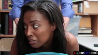 Busty ebony Teen suspect fucked by a horny mall cop