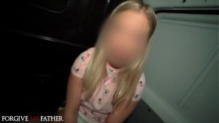 Thicc amateur blonde student with nice tits and juicy big ass gets fucked by raw and rough in back of a van for money and free phone